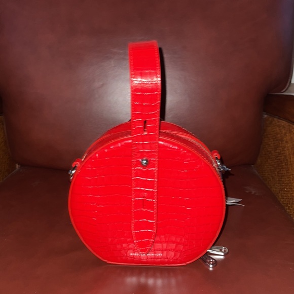 Rebecca Minkoff Kate Circle Bag Crocodile Embossed Leather In Red - Picture 2 of 8